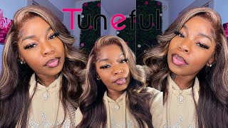 Glueless Hd Lace Frontal Install With Bombshell Curls Ft Tuneful Hair