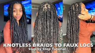 How To: Old Knotless Braids To New Faux/Goddess Locs Tutorial!! (Step By Step) | Makiya Banks