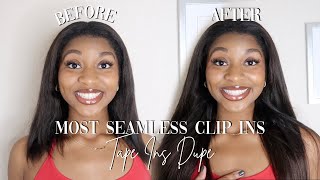 The Best Seamless Clip Ins...Tape Ins Dupe? Ft Mhot Hair | Drew Michelle