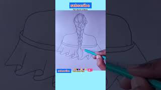 Girl Hairstyles Drawing With Pancil #Shorts