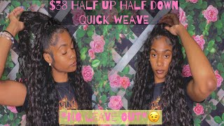 How To: Inexpensive Half Up Half Down Quick Weave | No Leave Out | Mayde Beauty