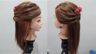 Trendy Open Hairstyle//Hairstyle For Medium Hair//Easy Hairstyle@Maria'S Creation