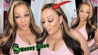Specific Tutorial For Beginnernew Air Lace Blonde Side Part Money Piece Lace Front Wig