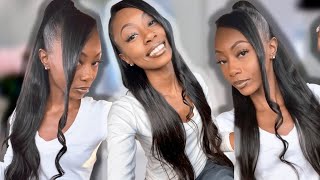 Natural Half Up Half Down Quickweave With Bangs  - Affordable Hairstyles
