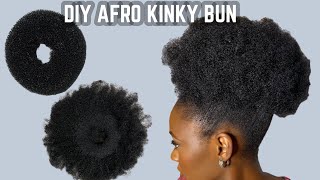 She Broke The Code!!Diy Afro Kinky Curly Crochet Bun Wig Using Hair Donut #Diyhair #Kinkycurlywig