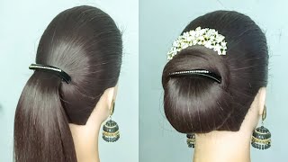 Juda Bun Hairstyle For Long Hair!Easy Bun For Thin Long Hair!Ladies Hairstyle With Lock Pin!Longhair