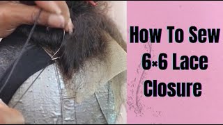 How To Sew Lace Closure | On To Dome Cap | For Wig Making | Beginner Friendly |