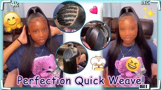 Perfection Quick Weave Sleek Half Up Half Down Hairstyle W/ Leave Out | Voiceover Ft.@Ula Hair