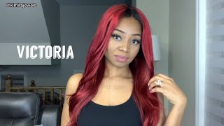 #103 -  100% Brazilian Human Hair, Victoria Lace Front Wig Red | Ft. Sian Virgin Hair