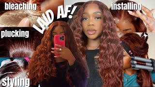  Super Detailed Bleaching, Plucking, & Install, 4X4 Ginger Wig With Crimps Ft Junoda Hair