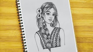 How To Draw A Girl Ll Traditional Girl Drawing Ll Girl Drawing Ll Girl With Braided Hair