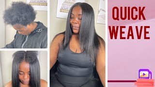 How To: Middle Part Quick Weave Leave Out #Quickweave