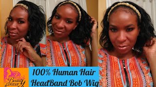Affordable Amazon Wig!! Ft. Beauty Forever! 100% Human Headband Half Wig | Wavy Bob Headband Wig