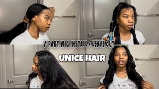 How To : Step-By-Step Natural V-Part Wig Install | Minimal Leave Out | Unice Hair