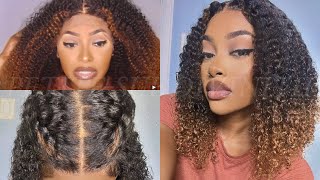 Just Wow! 3B/3C Kinky Curly Golden Ombre 13X6 Lace Front Wig Ft. Hergivenhair | Petite-Sue Divinitii