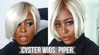 Blonde Bob Wig On Dark Skin   | Ft Cyster Wigs: Piper