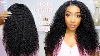 200% Density Jerry Curl Frontal Wig | [No Talking ]Install & Review | Ft. Alibonnie Hair