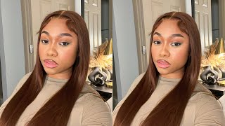 Lace Frontal Install|  The Perfect Wig For Fall Pre-Colored Brown Wig Ft Megalook Hair