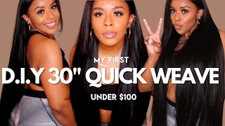 How To: D.I.Y Natural Middle Part Quick Weave For Beginners Under $100
