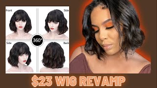 $23 Amazon Synthetic Wig Revamp From Bang Wig To U-Part Wig | No Glue/No Sew