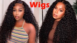 Curly Wigs With Natural Hairline. Virgin Hair Wigs.