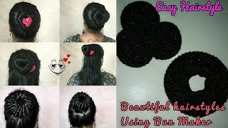 Ouick And Easy Hairstyles For Long Hair | Cute Love & Pinwheel Bun | Using Bun Maker