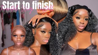 Start To Finish Bleaching, Plucking, & Install (Bald Cap Method) Curly Frontal Wig | Asteria Hair