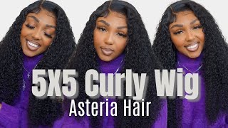 Asteria Hair Review | Melted Curly Side Part 5X5 Hd Lace Closure Wig Install | Beginner Friendly