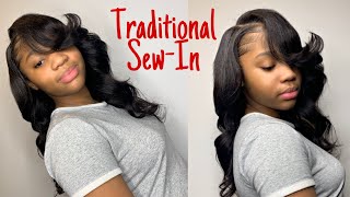 Traditional Sew-In Deep Side Part "Cut & Curl" | Bgmgirl Hair