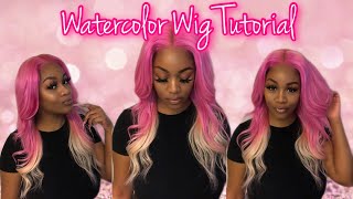 Pink & Blonde Ombre Water Color Lace Closure Wig Tutorial | Britianna