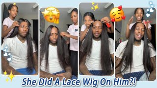 Lace Where? She Install A Lace Wig On Her Man~ Melt The Lace Ultimately #Elfinhair