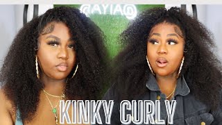 Super Natural Glueless Kinky Curly Wig Install || Liquid Gold Reloaded || Klaiyi Hair