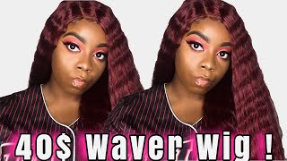 Burgundy Synthetic Wavy Wig ! Freetress Equal Deep Waver Wig 002