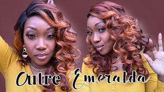  Glueless Curls & Color Baby! Outre Emeralda Synthetic Hair Sleeklay Part Hd Lace Front Wig