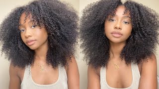 Super Realistic 4C V-Part Curly Wig | No Leave Out! | Ft. Unice Hair