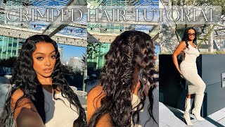 How To Do Beachwaves/Crimped Waves | Melted Hd Frontal Wig Install Ft. Asteria Hair