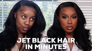 Very Natural Wig Install + How To Achieve Jet Black Hair In Minutes| Omgherhair