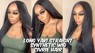 Long "Kinky" Straight Synthetic Wig | Civrie Hair | Lindsay Erin