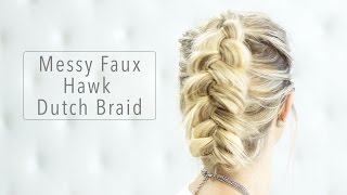 How To Short/Medium Hairstyle - Messy Faux Hawk Dutch Braid Tutorial | Milabu