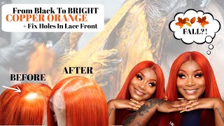 Black To Bright Copper Orange Ft. Sally Beauty | Fix Holes In Lace Front | Laurasia Andrea Wigs
