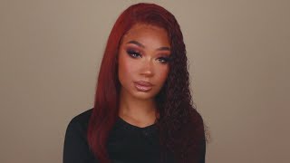 V-Day Burgundy Hair Tutorial *New* Wet & Wavy Pre-Tint Transparent Lace Wig | Geniuswigs