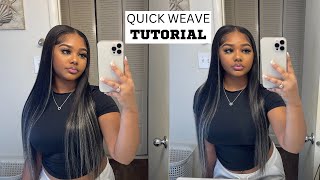 How To: Middle Part Quick Weave With Highlights  (Very Detailed) Protective Method