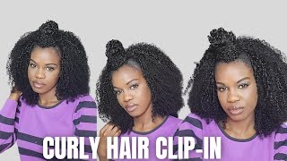 Quick And Easy Half Up And Down Curly Hair Clip-In | Cute Natural Hair Protective Hairstyle