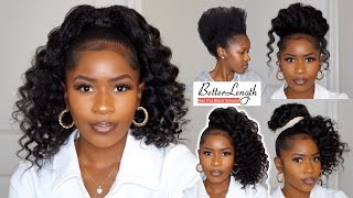 5 Styles With One Kinky Straight Ponytail On Short To Medium Length Natural Hair|Betterlength