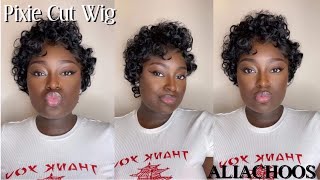 Pixie Cut Short Curly Wig| Ft. @Aliachoos | Synthetic Wig Review