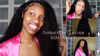 Easy Kinky Curly Frontal Install In Less Than 20Mins! Ft Bgm Girl Hair
