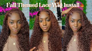 Fall Vibes! Cute Reddish Brown/Ginger Lace Front Wig Install  | Unice Hair
