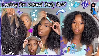 Install Curly Bob Wig Like Natural Hair! Thin Hd Lace Frontal + Bouncy Hair Ft.#Elfinhair Review