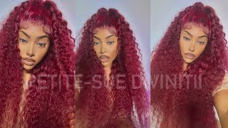 I Loove This! Cherry Red Curly Lace Front Wig Install Ft. Kisslove Hair | Petite-Sue Divinitii