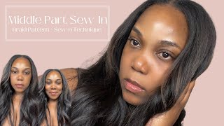 Easy Sew In With Leave Out Middle Part | Gosleek Hair
